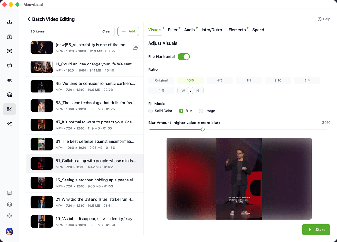 Editor de vídeo masivo